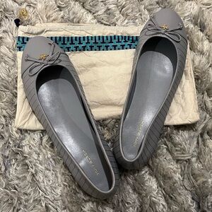 Tory Burch Gray Quilted Cap Toe Ballet Flats, new without box